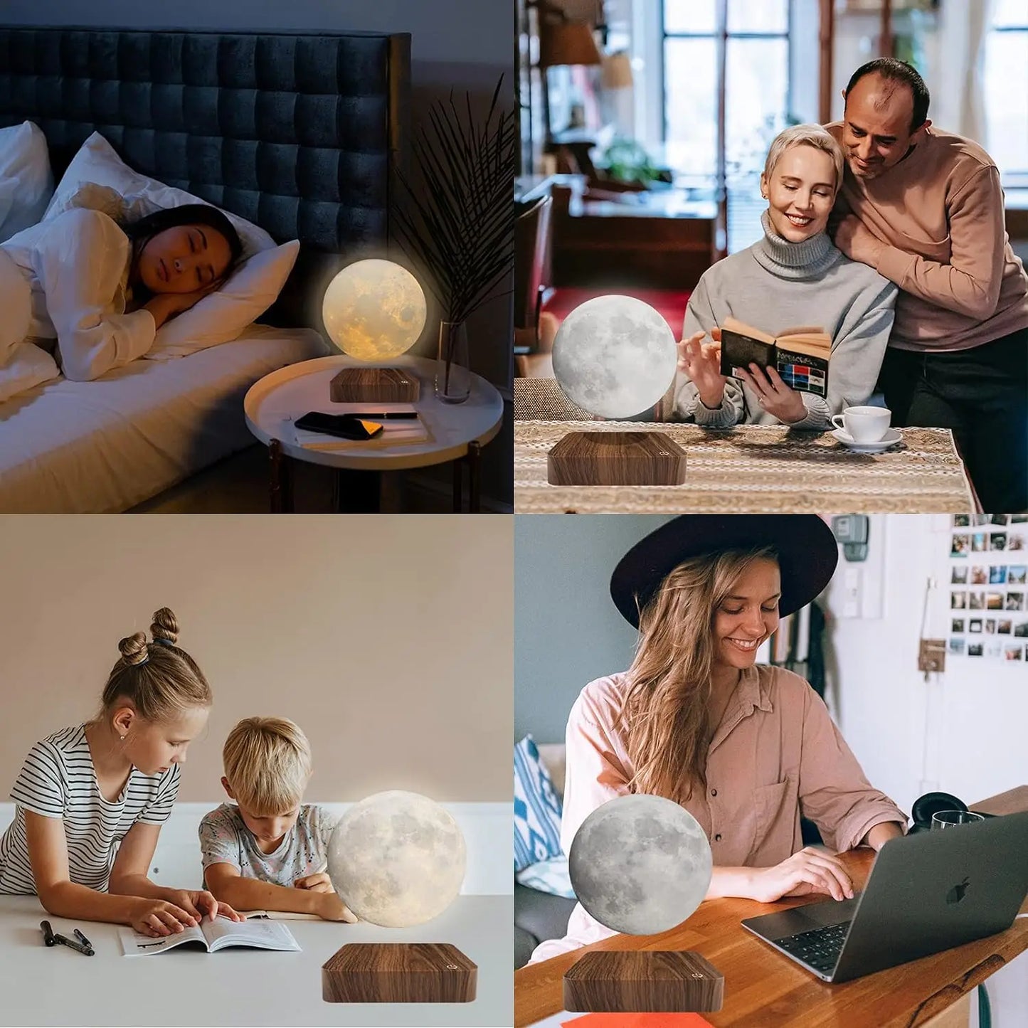 Magnetic Floating Moon Night Light Lamp and Levitating Bulb with 3 Colors.