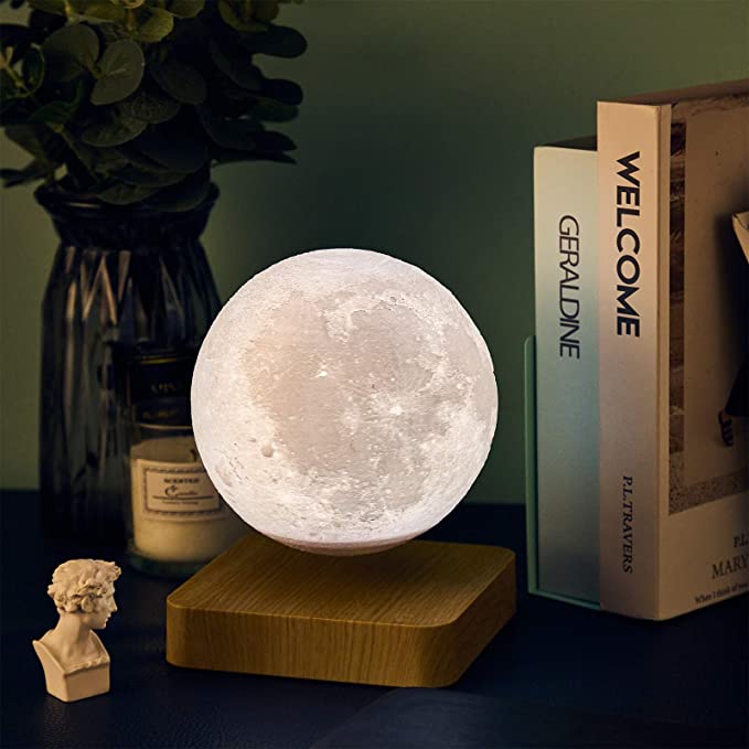 Lampara De Luz Nocturna Flotante Magnética De Luna y Bombilla Levitante Con 3 Colores.