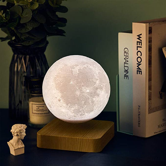 Lampara De Luz Nocturna Flotante Magnética De Luna y Bombilla Levitante Con 3 Colores.