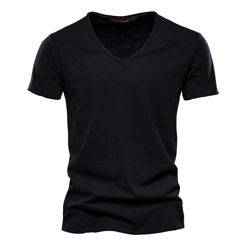 Camiseta De Pico Ajustada 100% Algodón Para Hombre, Diseño Moderno y Elegante.