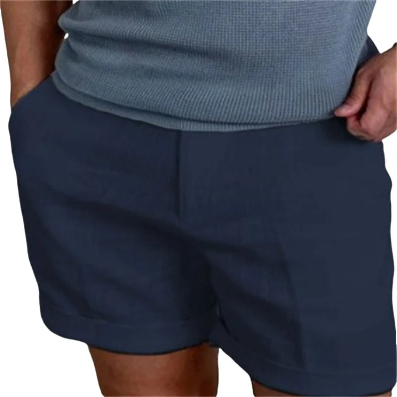 Pantalones Cortos De Lino y Algodón Para Hombre Transpirables De Calidad.