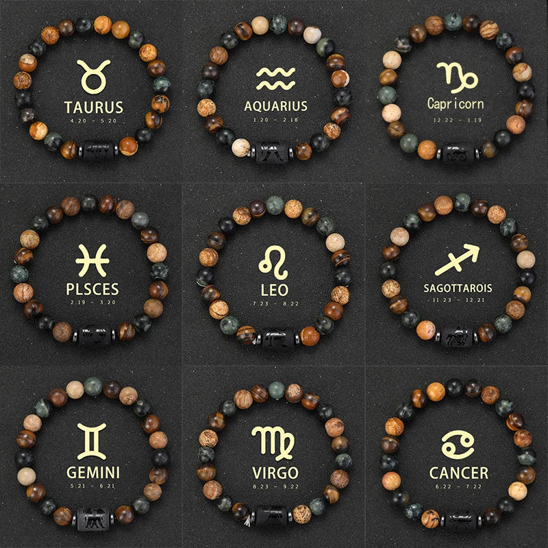 Pulseras Del Zodiaco. 12 Modelo Diferentes de Piedra Natural. Elige tú signo.
