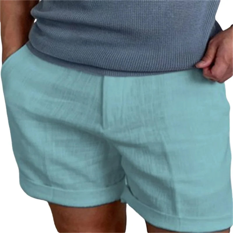 Pantalones Cortos De Lino y Algodón Para Hombre Transpirables De Calidad.