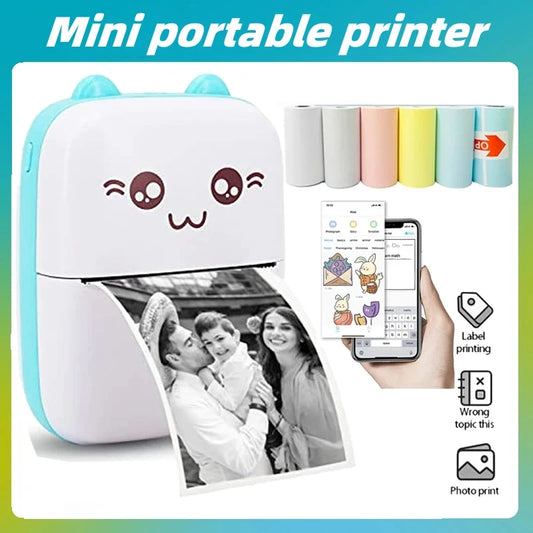 Mini Impresora Térmica Portátil De Bolsillo Para Fotos y Etiquetas térmicas Con Bluetooth Para Android e iOS.