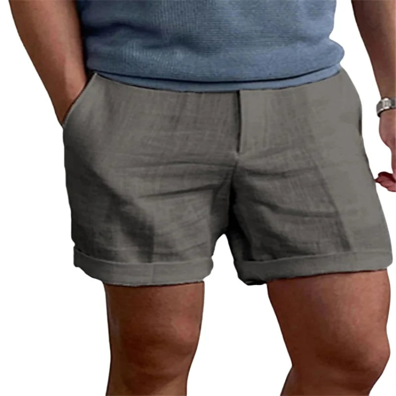 Pantalones Cortos De Lino y Algodón Para Hombre Transpirables De Calidad.