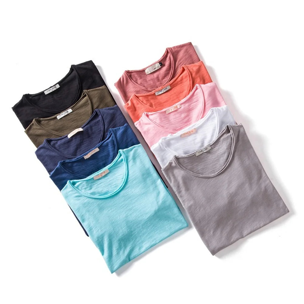 Camiseta De Pico Ajustada 100% Algodón Para Hombre, Diseño Moderno y Elegante.