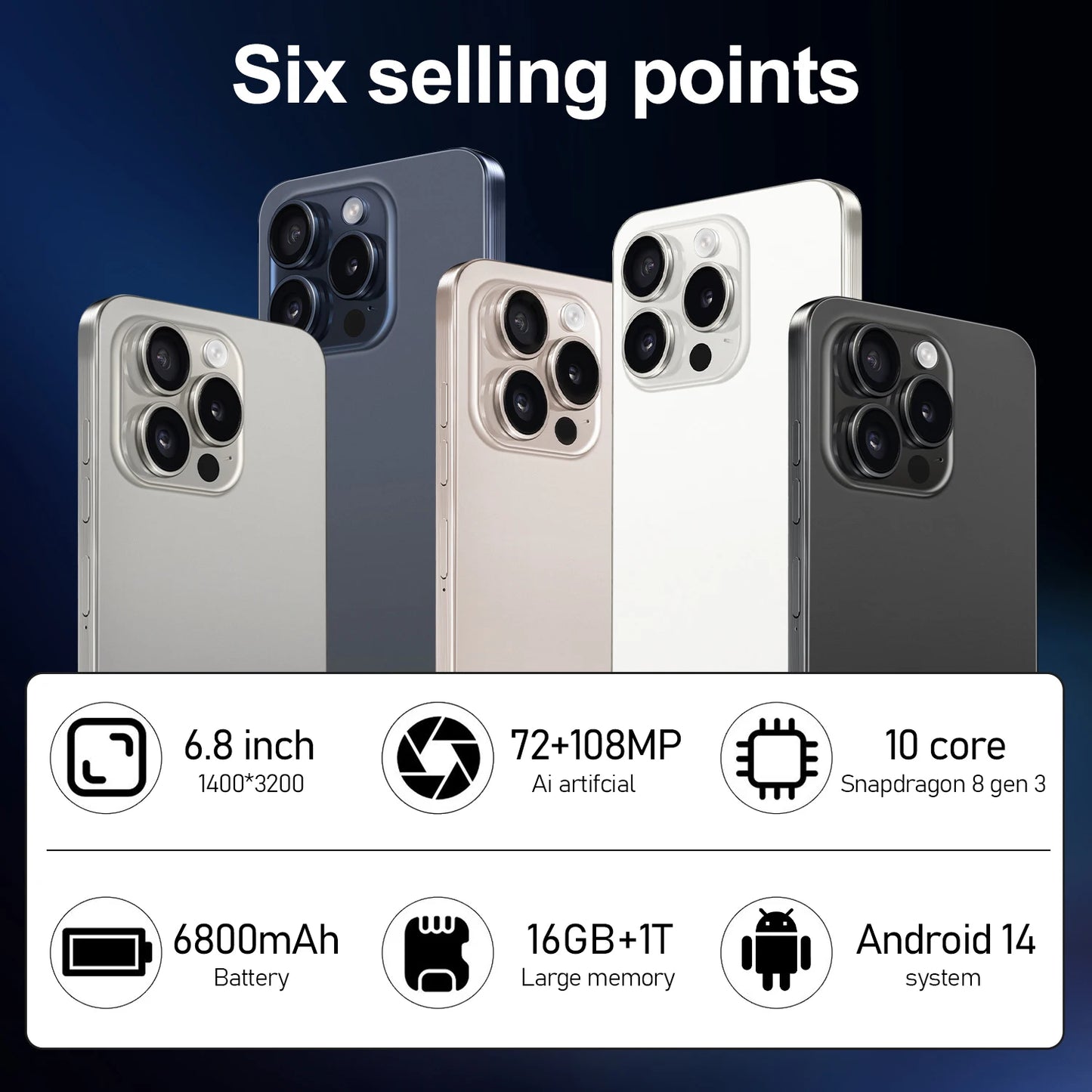 Teléfono Móvil I16 Pro Max 5G Android 14 - Varios Colores