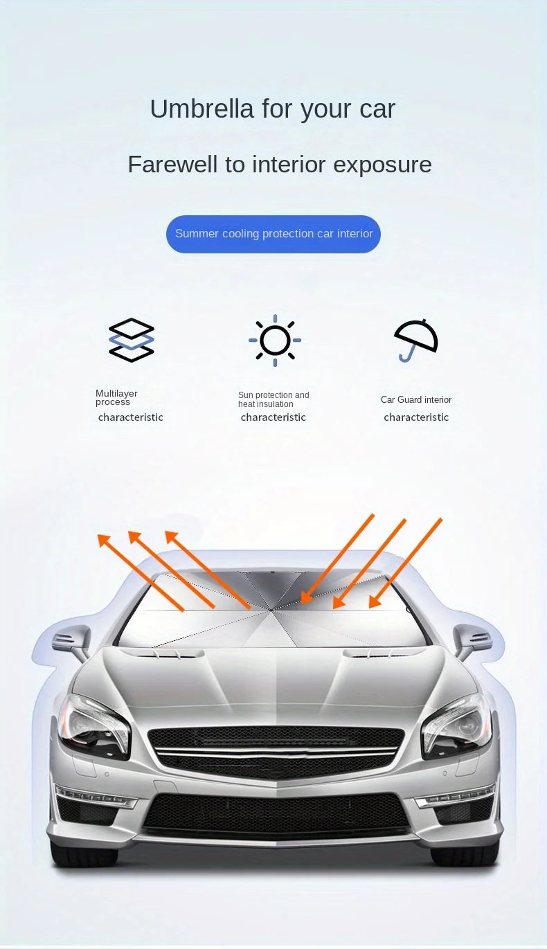Parasol Para Coche En Forma De Paraguas Super Cómodo Con Aislamiento Térmico.
