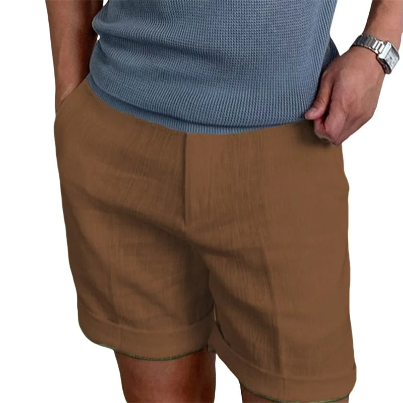 Pantalones Cortos De Lino y Algodón Para Hombre Transpirables De Calidad.