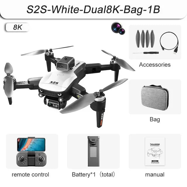Mini Drone S2S Con Cámara HD Grabación 4K 8K WIFI GPS