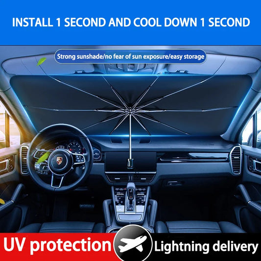 Parasol Para Coche En Forma De Paraguas Super Cómodo Con Aislamiento Térmico.