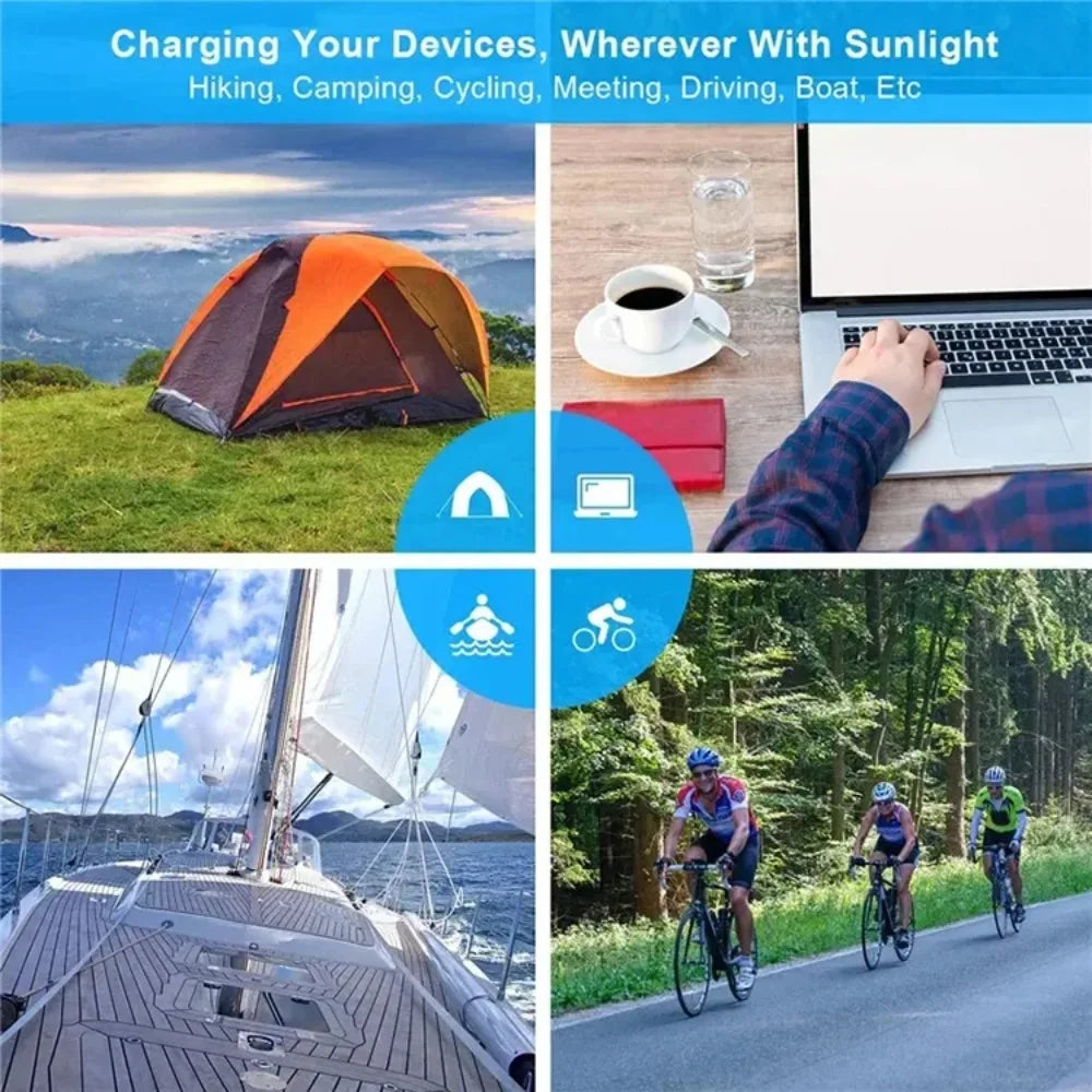 Panel Solar Portátil y Plegable de 800W de 6 pliegues Con Carga De 20 w/h Con USB.