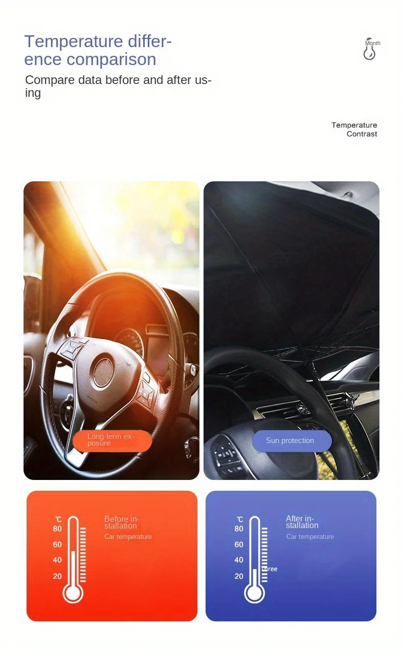 Parasol Para Coche En Forma De Paraguas Super Cómodo Con Aislamiento Térmico.