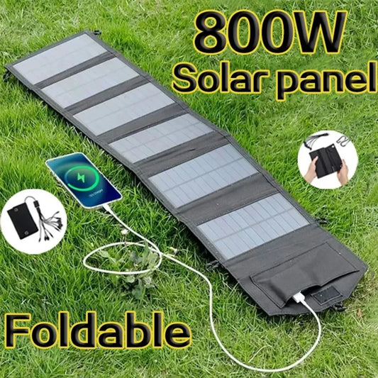 Panel Solar Portátil y Plegable de 800W de 6 pliegues Con Carga De 20 w/h Con USB.