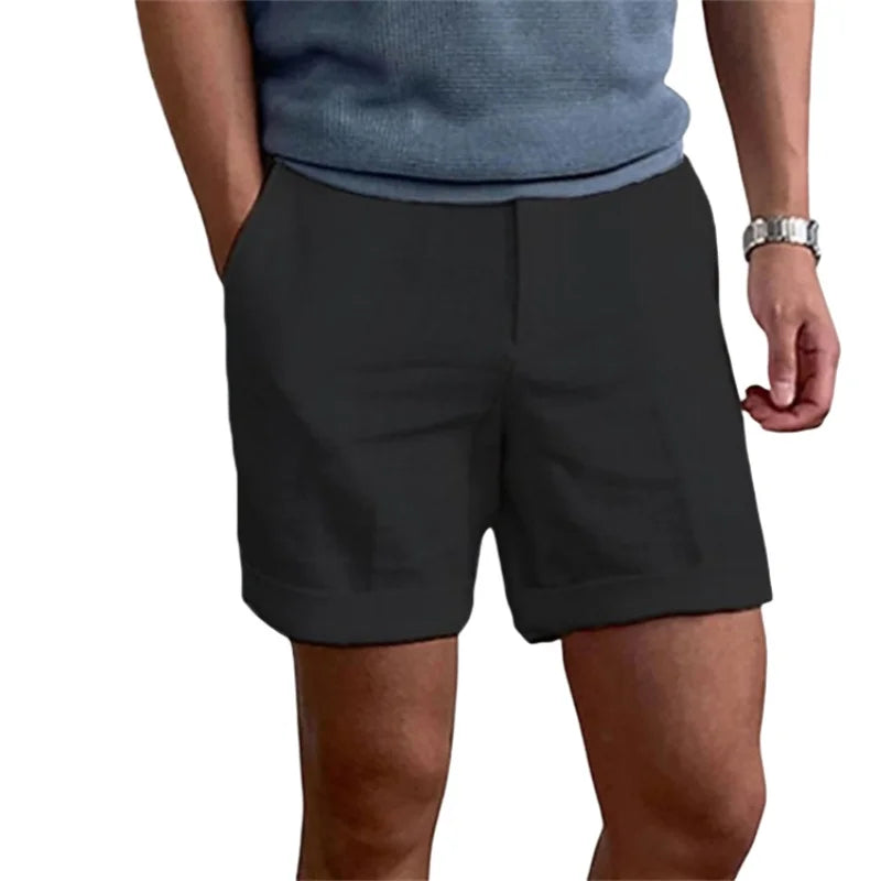 Pantalones Cortos De Lino y Algodón Para Hombre Transpirables De Calidad.